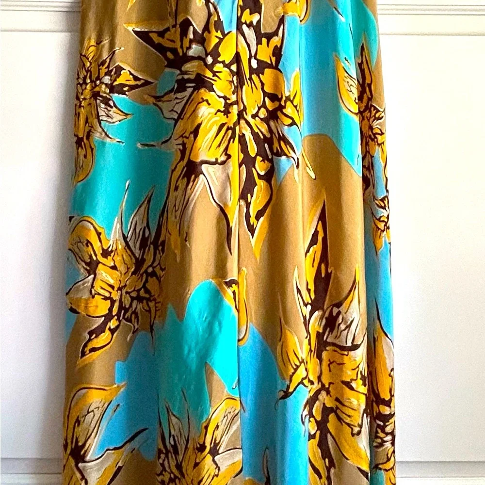 🧡🩵Karma Highway Boho Embellished Mirror Work Halter Maxi Dress Floral OS 🤎🪞 - Picture 4 of 10